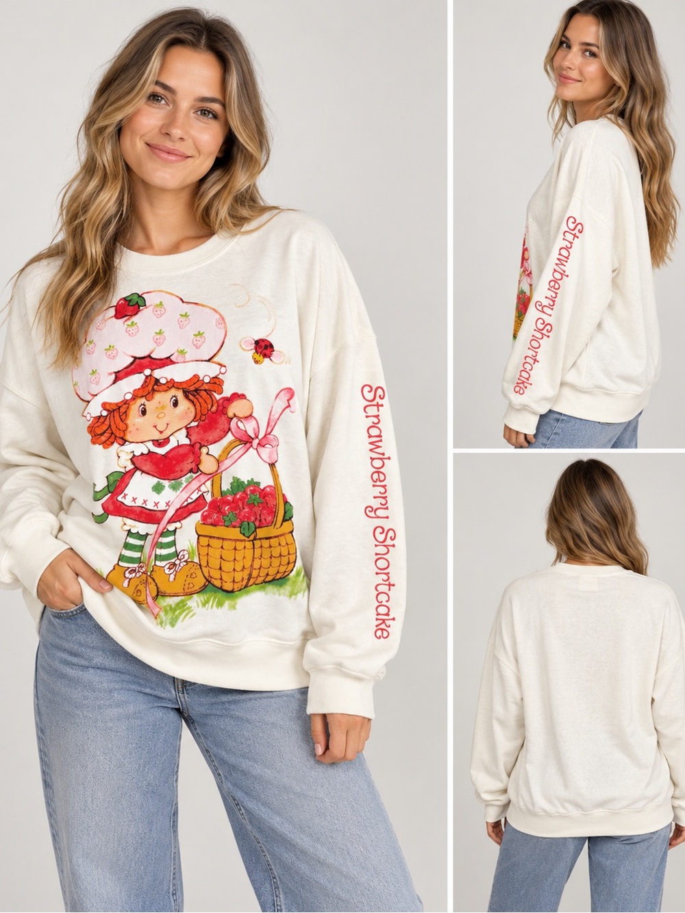 Strawberry Shortcake Graphic Sweatshirt Size M Cream